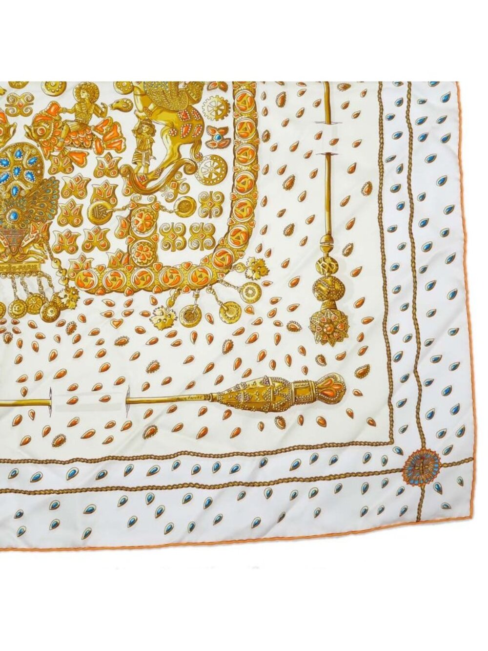 Hermes Carre 90 Tresors Retrouves Hidden Treasure with Card White Orange Scarf - Picture 6 of 10